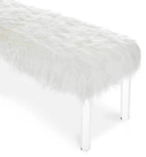 New Classic® Home Furnishings Marilyn White Faux Fur Bench-3