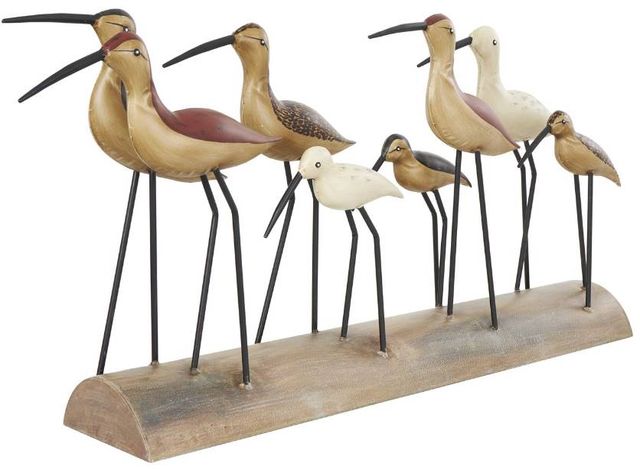 Deco Marche Brown Bird Sculpture with Log Base-2