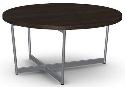 Amisco Customizable Jill Solid Birch Round Coffee Table with X-Shaped Metal Frame-0