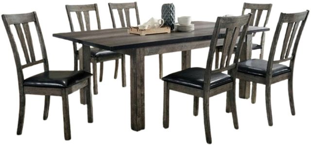 Elements International Nathan 7-Piece Black/Gray Oak Dining Table Set-0