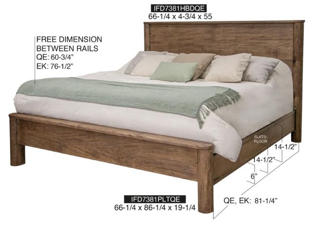 International Furniture Direct Olimpia Natural Queen Panel Bed-3