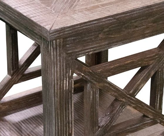 American Wholesale Furniture Barnwood X Squared End Table -1