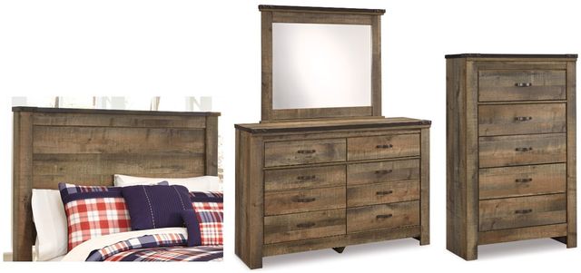 Signature Design by Ashley® Trinell 4-Piece Brown Full Panel Headboard Bed Set-0