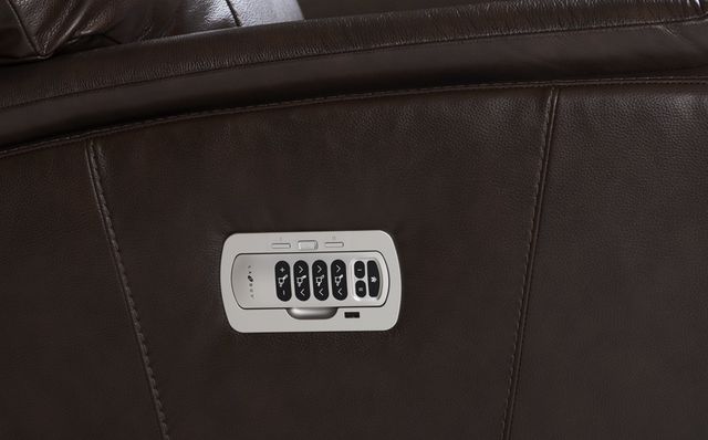 La-Z-Boy® Trouper Walnut Leather Power Rocking Recliner with Headrest-2