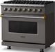 Viking® 5 Series 36" Damascus Gray Pro Style Dual Fuel (NG) Range with Brushed Brass Trim-3