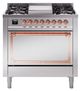 Ilve® Nostalgie II Noblesse 36'' Stainless Steel Pro Style Dual Fuel Range with Copper Trim-0