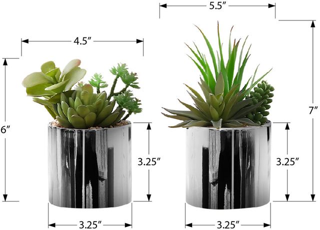 Monarch Specialties Inc. 2-piece Artificial Succulent Plant with Chrome Pot-2