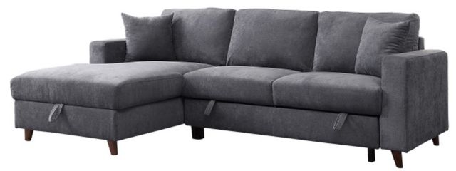 Mazin Furniture Jordan 2-Piece Dark Gray Left-Arm Facing Pullout Sleeper Sectional and Storage Chaise-1