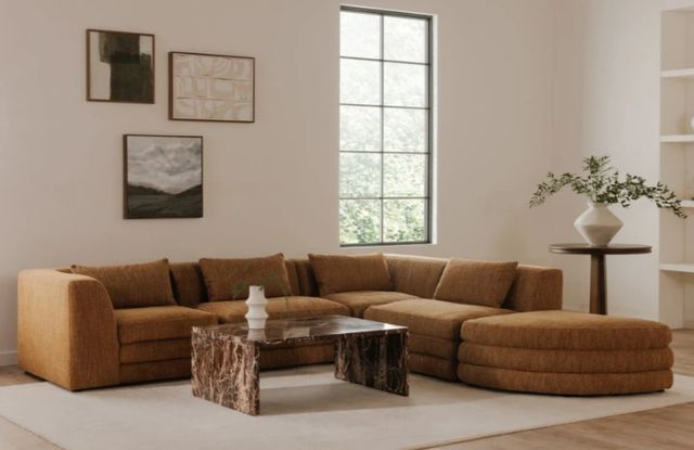 Moe's Home Collection Lowtide Amber Glow Curved Ottoman-3