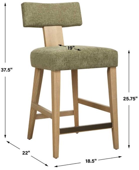Uttermost® Elysian Moss/Natural Counter Stool-2