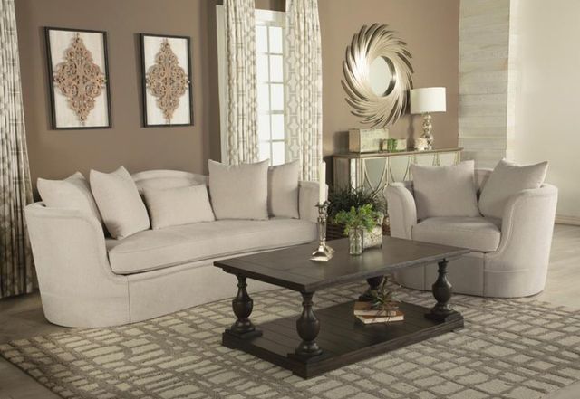 Coaster® Kamilah 2-piece Beige Upholstered Living Room Set with Camel Back-0