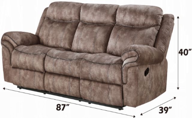 ACME Furniture Zubaida Two Tone Chocolate Reclining Sofa with Console and USB-2