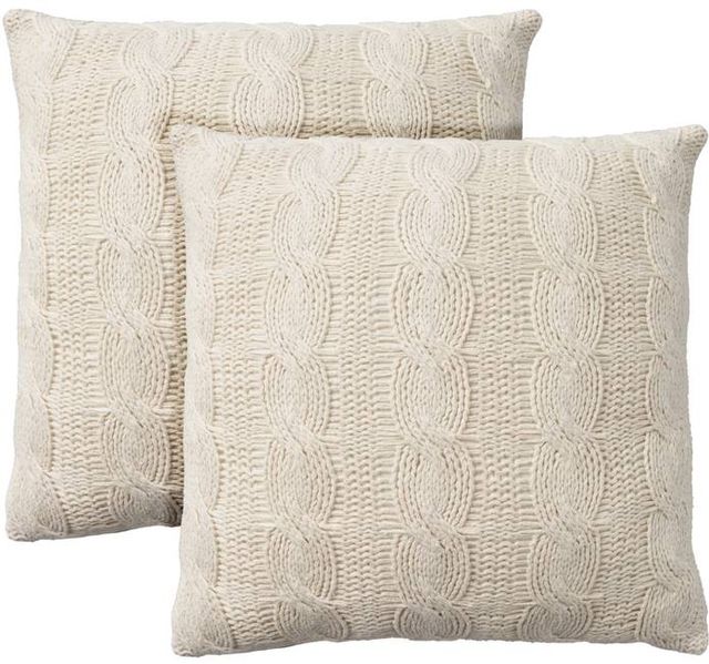 Nourison Home™ Lifestyle 2-Piece White Cotton Knitted Throw Pillows Set-0
