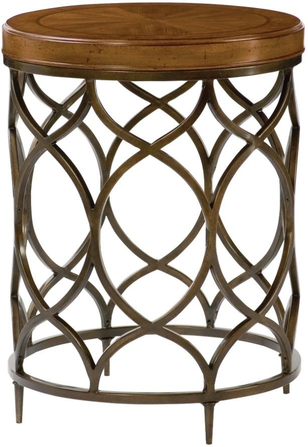 Hammary® Hidden Treasures Brown Round Lamp Table with Bronze Base-0