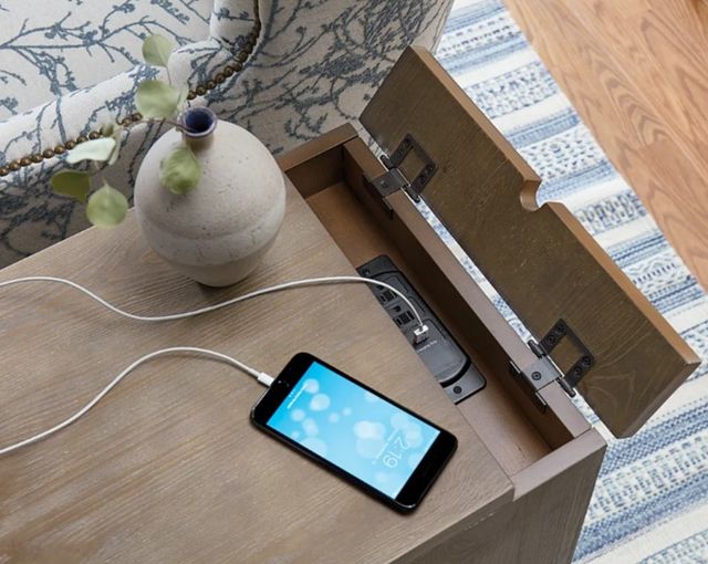 Hammary® Driftwood Bowfront Driftwood Chairside Table-2