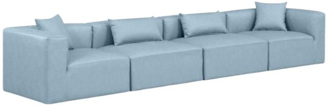 Meridian Furniture Cube 4-Piece Light Blue Vegan Leather Sofa Sectional-0
