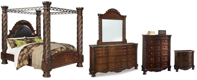 Millennium® by Ashley® North Shore 4-Piece Dark Brown California King Poster Bed Set-0
