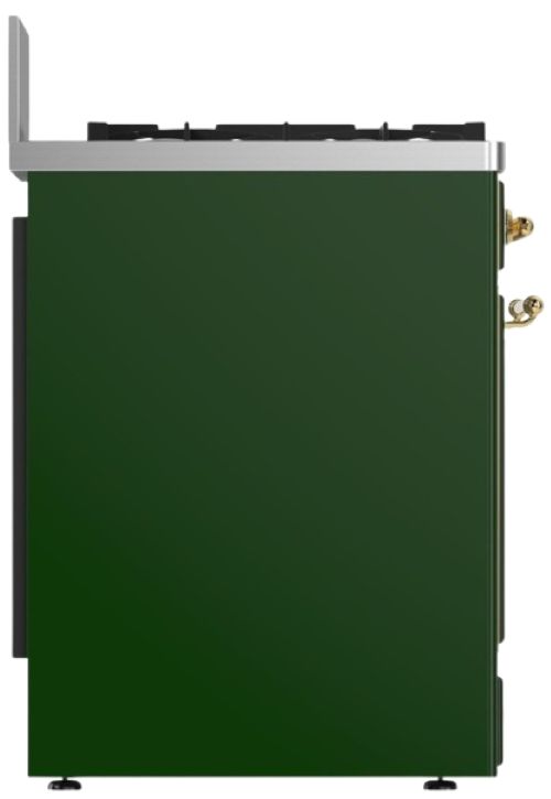 Ilve® Majestic III 30" Emerald Green Pro Style Dual Fuel Liquid Propane Range with 5 Black Brass Burners and Brass Trim-3