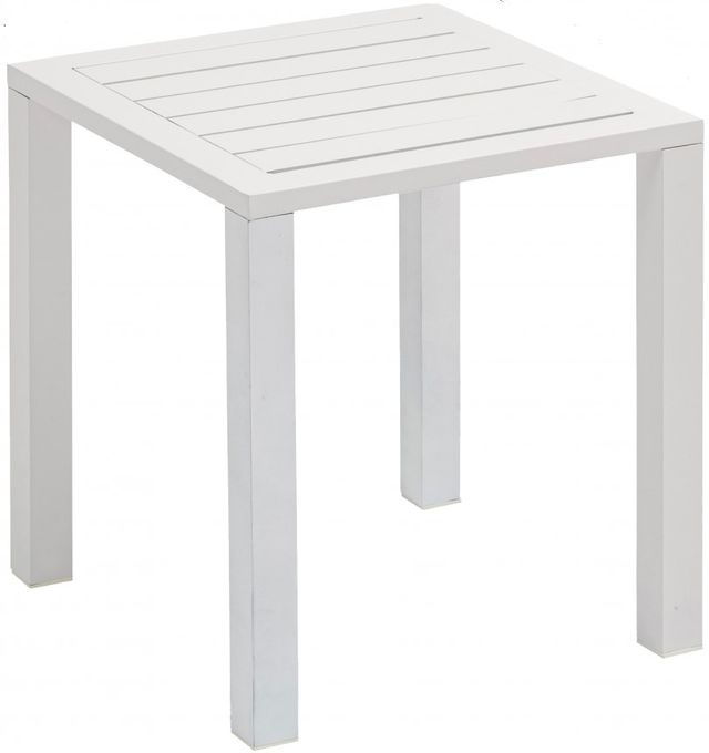 Meridian Furniture Maldives White Aluminum Outdoor End Table-0