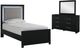 Signature Design by Ashley® Maeling 3-Piece Black Twin Upholstered Panel Bedroom Set-0