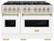 ZLINE Classic Series Autograph Edition 48" Stainless Steel Pro Style Dual Fuel Range with White Matte Door and Polished Gold Accents-0