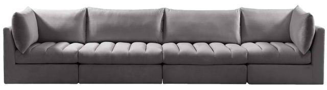 Meridian Furniture Jacob Grey 140" Modular Velvet Sofa-1