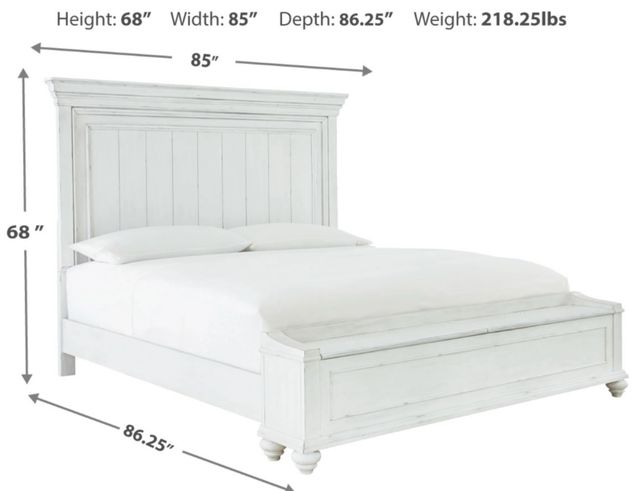 Benchcraft® Kanwyn Whitewash California King Panel Bed with Storage Bench-3