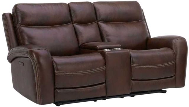 Liberty Furniture Blair Cognac Leather Dual Zero Gravity Power Reclining Loveseat with Console-0