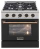 Kucht Professional KNG Series 30" Stainless Steel Pro Style Propane Gas Range with Black Door and Gold Handle-0
