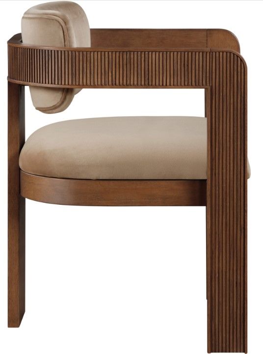 Meridian Furniture Sacha Beige/Brown Velvet Dining Chair-2
