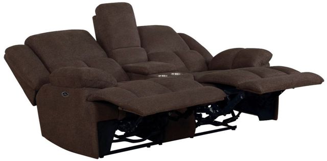 Coaster® Waterbury Brown Power Reclining Upholstered Loveseat with Console-1