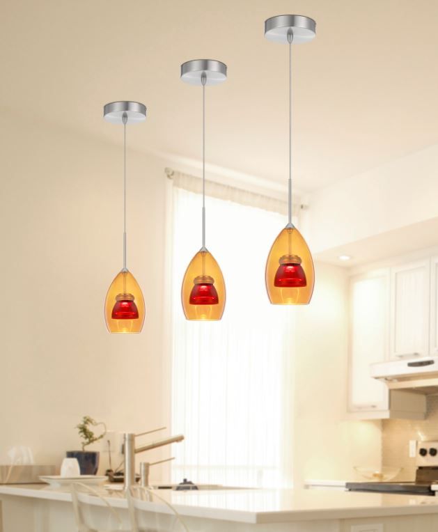 Cal® Lighting & Accessories Amber/Red Mini Pendant-1