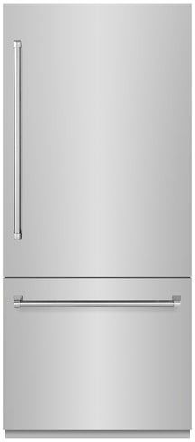 ZLINE 36 in. 19.8 Cu. Ft. Stainless Steel Built In Bottom Freezer Refrigerator with Graphite Gray Interior