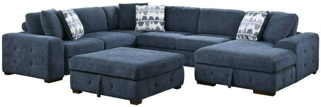 Homelegance® Raife 5-Piece Blue Right-Arm Facing Sleeper Sectional with Chaise and Ottoman-2