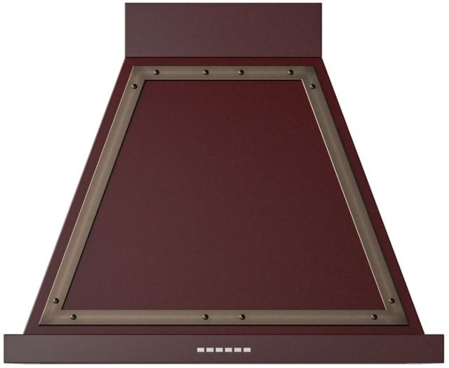 Ilve® Nostalgie II Noblesse 30" Burgundy Wall Mounted Range Hood with Burnished Trim-0