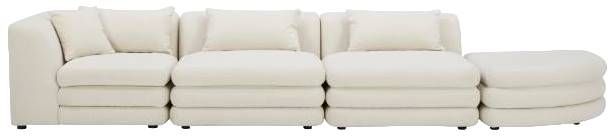 Moe's Home Collection Lowtide Linear 4-Piece Warm White Right-Arm Facing Modular Sectional and Ottoman-2
