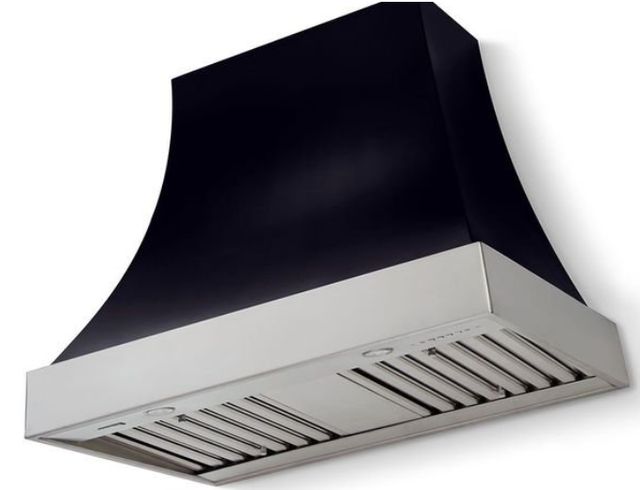 La Cornue CornuFé Cascade 36" Matte Black Wall Mounted Range Hood with Satin Chrome Trim-0