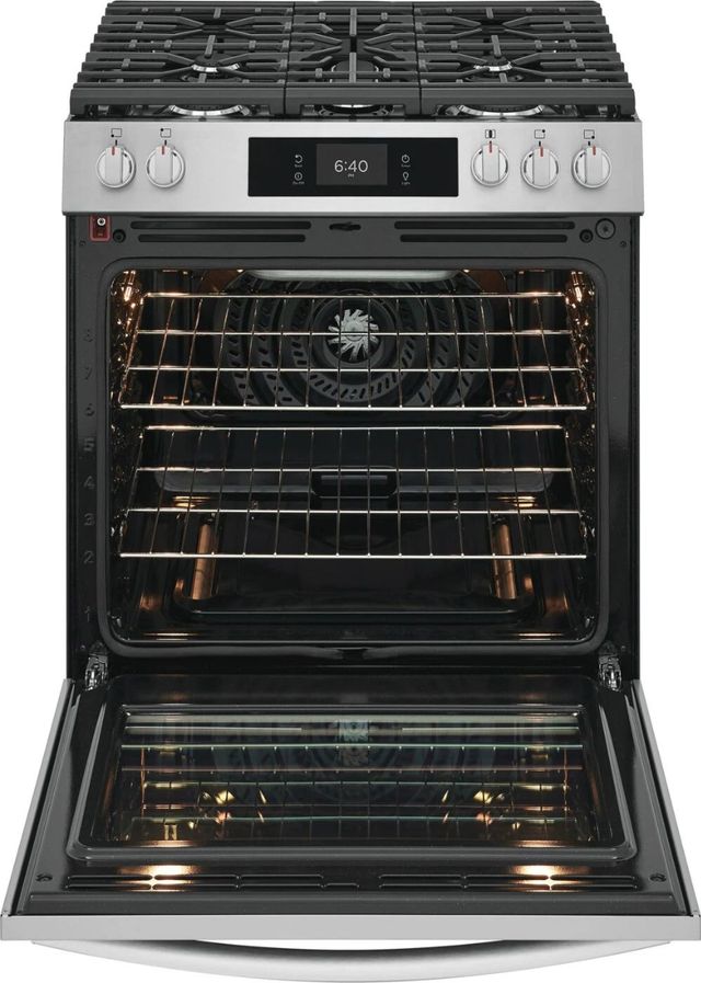 Frigidaire Gallery® 30'' Smudge-Proof® Stainless Steel Slide-In Gas Range with Stone-Baked Pizza-1