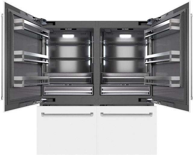 ZLINE 72" 39.6 Cu. Ft. White Matte Built-In French Door Refrigerator with Water Dispensers, Ice Makers, and Graphite Gray Interior-2