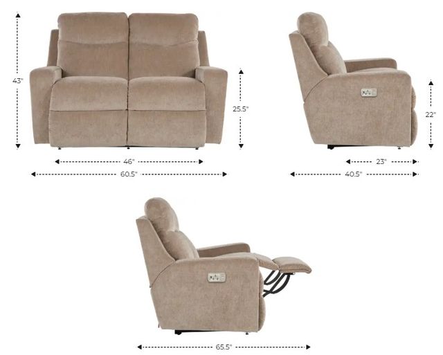 La-Z-Boy® Emmons Pewter Power Reclining Loveseat with Headrest-2