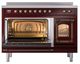 Ilve® Nostalgie II Noblesse 48'' Burgundy Pro Style Induction Range with Burnished Trim-3