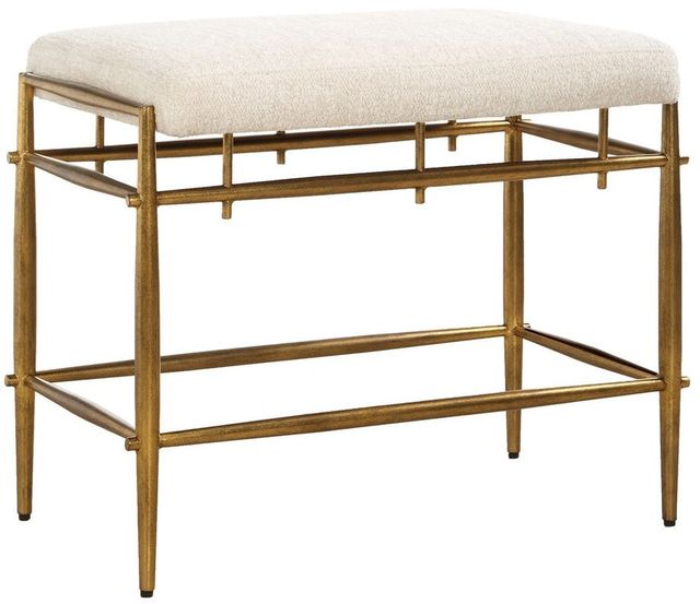 Uttermost® Karleen Antique Brass/Ivory Small Bench-0
