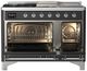 Ilve® Majestic III 48" Graphite Matte Pro Style Dual Fuel Liquid Propane Range with French Top and Chrome Trim-1