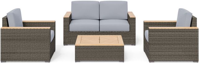 homestyles® Boca Raton 4-Piece Brown Outdoor Loveseat Set-0