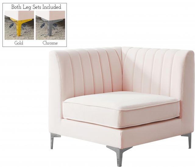 Meridian Furniture Alina Pink Velvet Armless Chair-1