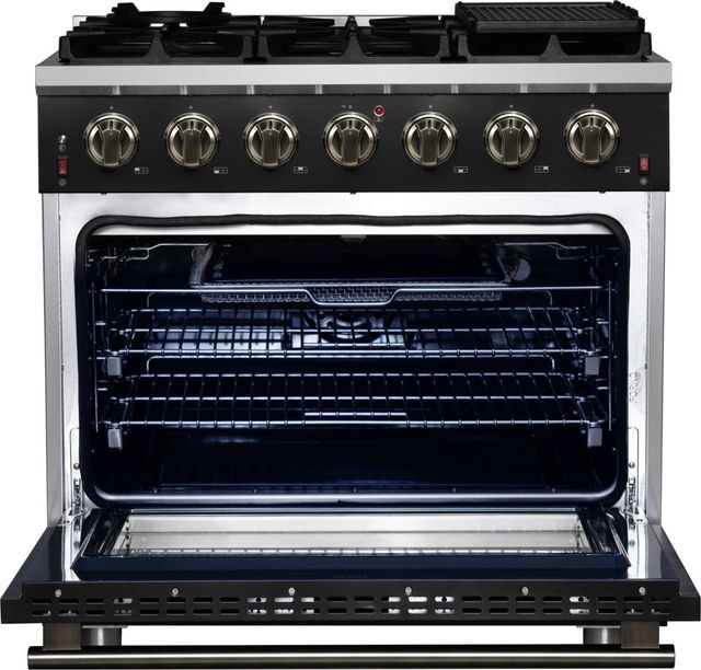 FORNO® Massimo Series Alta Qualita 36" Black Pro Style Gas Range-1