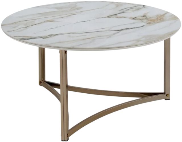 ACME Furniture Zaidee White Coffee Table with Champagne Base-0