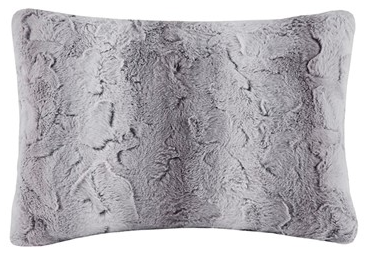 Olliix by Madison Park Zuri Grey Faux Fur Oblong Pillow-0