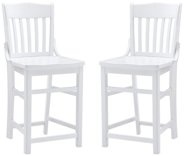Linon Jericho 2-Piece White Wood Seat Counter Stool Set-0