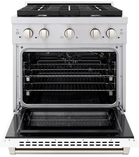 ZLINE 30" Stainless Steel Pro Style Gas Range with White Matte Door-1